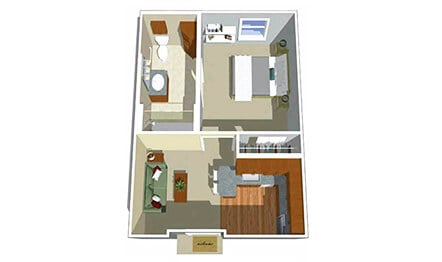 Assisted Living Cypress One Bed One Bath Four Hundred Eighteen Square Feet