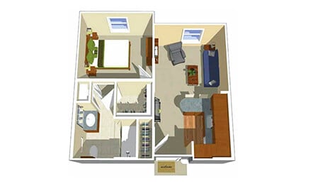 Assisted Living Oak One Bed One Bath Four Hundred Eighty Two Square Feet