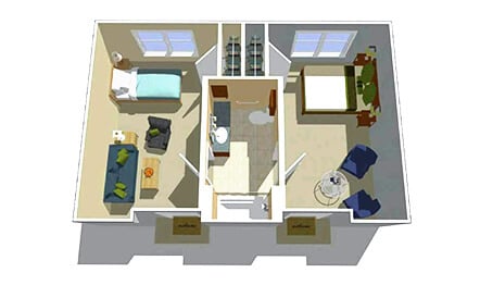 Assisted Living Pecan Studio One Bath Three Hundred Twenty Square Feet