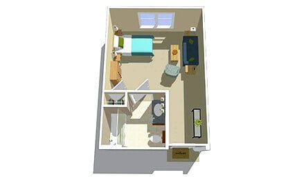 Memory Care Elm Studio Two Bath Three Hundred Twenty Square Feet