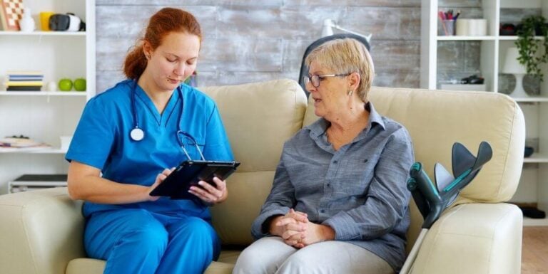 Nurse Checking up an Elderly Woman in Katy Assisted Living